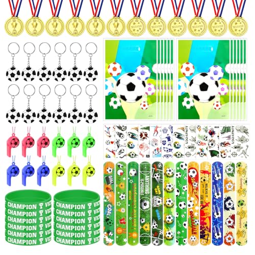 FINEASY 84 Stück Fußball Party Mitgebsel Kinder, Fußball Geburtstags Deko mit Pfeifen, Tattoo, Geschenk Taschen, Silikonarmband, Schlüsselanhänger, Medaillen, Fußball Geschenke Set Für Jungs Mädhen FINEASY 84 Stück Fußball Party Mitgebsel Kinder, Fußball Geburtstags Deko mit Pfeifen, Tattoo, Geschenk Taschen, Silikonarmband, Schlüsselanhänger, Medaillen, Fußball Geschenke Set Für Jungs Mädhen von FINEASY