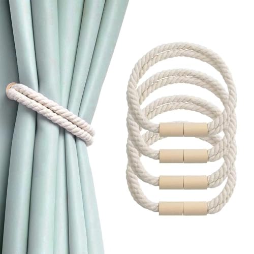 FINELYCR 4 Stück Raffhalter für Gardinen, 50 Zentimeter Vorhang Raffhalter Magnetisch, Magnetisches Gardinenhalter, für Wohnzimmer, Schlafzimmer, Büro von FINELYCR