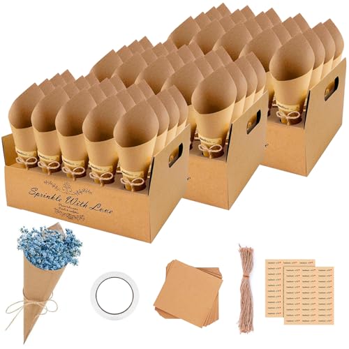 FINEVERNEK Konfetti Hochzeit Kegel - 60 Stück Halter mit 3 Kraftpapier Kegelhalter - Vintage Dekoration für Blütenblätter Party FINEVERNEK Konfetti Hochzeit Kegel - 60 Stück Halter mit 3 Kraftpapier Kegelhalter - Vintage Dekoration für Blütenblätter Party von FINEVERNEK