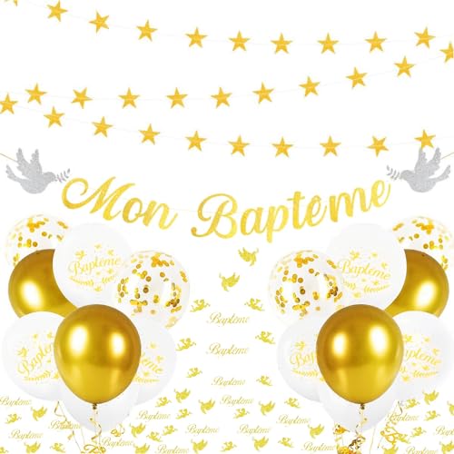 FINEVERNEK Mon Baptême Bannière Babyparty Dekoration, Star Guirlande FINEVERNEK Mon Baptême Bannière Babyparty Dekoration, Star Guirlande von FINEVERNEK
