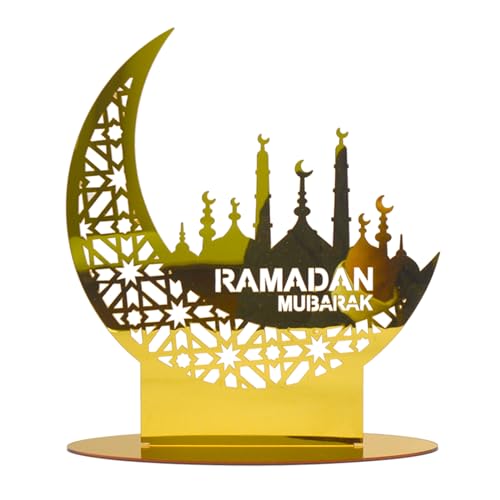 FINEVERNEK Ramadan Kareem Dekoration, Mondsterne Eid Mubarak Ramazan Dekor, Eid Mubarak Dekor, Gold Acryl Tischdeko Mond Ramadan, Eid Muslim Islam Halbmond Dekor, Tischdekoration Ramadan für Party von FINEVERNEK