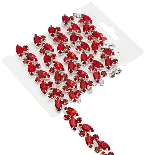 FINGERINSPIRE 0.91 m Lange Kettenglieder Aus Glas Strass 16mm Breit Rote Rhombische Runde Schmuckketten Kettenrolle Mit Hyazinthenperlen Mit Kartonpapier Halsketten Armbänder Bastelsets Für Schmuck von FINGERINSPIRE