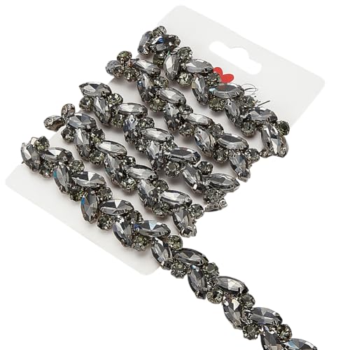FINGERINSPIRE 0.91 m Lange Kettenglieder Aus Glas Strass 16mm Breit Schwarz Rhombisch Runde Form Schmuckketten Perlenkettenrolle Mit Kartonpapier Halsketten Armbänder Bastelsets Für Schmuck von FINGERINSPIRE