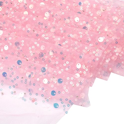 FINGERINSPIRE 0.91 m Rosa Glitzer Tüllstoff Mit Pailletten Und Perlen 1.3 m Breiter Glitzernder Polyester Netzstoff Für Partykleider Hochzeitsdekoration Und Kostüme Zum Selbermachen FINGERINSPIRE 0.91 m Rosa Glitzer Tüllstoff Mit Pailletten Und Perlen 1.3 m Breiter Glitzernder Polyester Netzstoff Für Partykleider Hochzeitsdekoration Und Kostüme Zum Selbermachen von FINGERINSPIRE