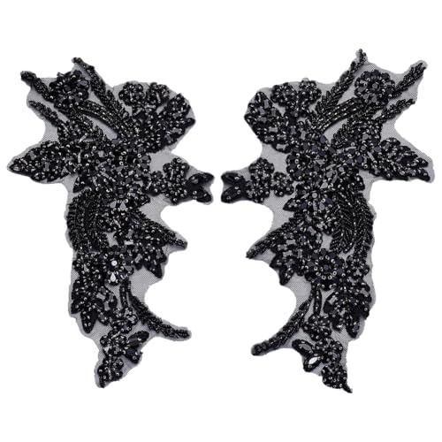 FINGERINSPIRE 1 Paar Handgefertigte Strass Applikationen 336x178x6.5mm Schwarze Polyester Blumen Strasssteine Perlen Kleidung Stoffflicken Nähen Perlen Applikation Für Hochzeitskleider Bekleidungs FINGERINSPIRE 1 Paar Handgefertigte Strass Applikationen 336x178x6.5mm Schwarze Polyester Blumen Strasssteine Perlen Kleidung Stoffflicken Nähen Perlen Applikation Für Hochzeitskleider Bekleidungs von FINGERINSPIRE