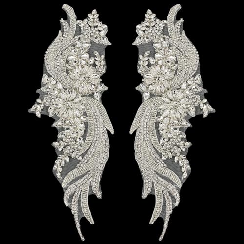 FINGERINSPIRE 1 Paar Rhinestones Kleidungsapplikations Patch Zum Aufnähen Mit Kristall Stickerei Stoff Patch Handgefertigte Silberne Blumen Rhinestons Patches Für Hochzeitskleid Dekoration FINGERINSPIRE 1 Paar Rhinestones Kleidungsapplikations Patch Zum Aufnähen Mit Kristall Stickerei Stoff Patch Handgefertigte Silberne Blumen Rhinestons Patches Für Hochzeitskleid Dekoration von FINGERINSPIRE