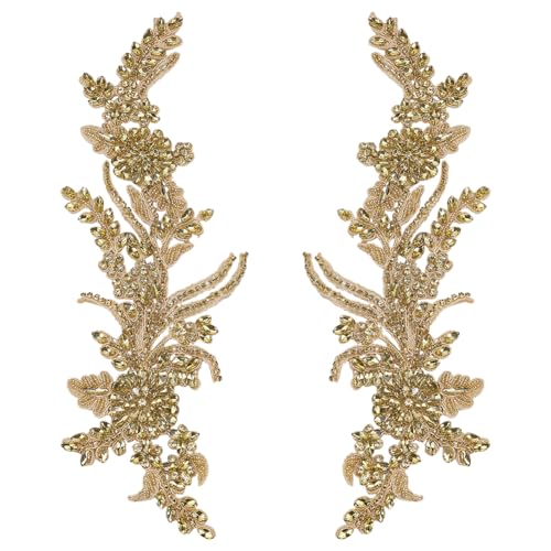 FINGERINSPIRE 1 Paar Strass Spitzenapplikationen 330x110x5mm Dunkle Goldrute Handgefertigte Blumenstickerei Perlenspitze Strass Aufnäher Perlenapplikation Zum Nähen Für Kleidung Und Basteldekoration FINGERINSPIRE 1 Paar Strass Spitzenapplikationen 330x110x5mm Dunkle Goldrute Handgefertigte Blumenstickerei Perlenspitze Strass Aufnäher Perlenapplikation Zum Nähen Für Kleidung Und Basteldekoration von FINGERINSPIRE