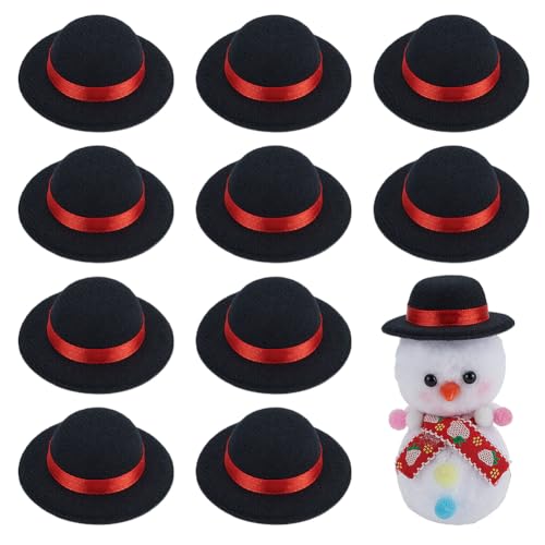 FINGERINSPIRE 10 Stück Mini Zylinder Aus Filz Schwarze Mini Zylinder Mit Rotem Band 32.5mm Innendurchmesser Für DIY Puppen Plüschtiere Puppen Und Schneemann Bastelarbeiten Für Bastler Und Bastler von FINGERINSPIRE