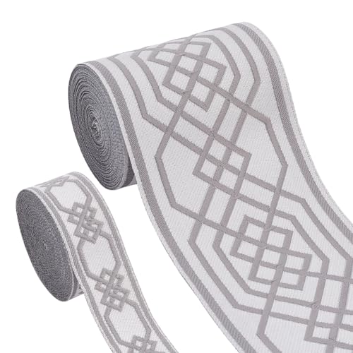 FINGERINSPIRE 10 m Jacquardband 28.5 mm Und 85 mm Breit Dunkelgraues Keltisches Claddagh Band Klassische Rhombus Stoffbesatzspule Vintage Jacquardband Zum Nähen Und Basteln von FINGERINSPIRE