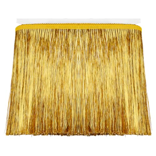 FINGERINSPIRE 10 m Lametta Fransenbesatz 19.8 cm Breit Goldmetallic Fransenbesatz Glänzende Quaste Spitzenfransenbesatz Polyester Nähen Lametta Fransengirlande Band Für Tanzkostüm Party Dekoration von FINGERINSPIRE