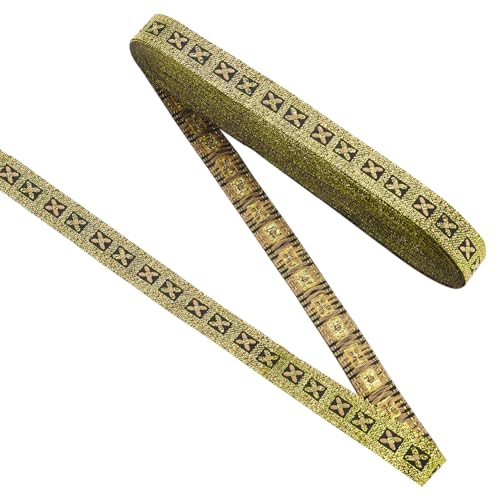 FINGERINSPIRE 10 m Vintage Blumen Metallic Jacquardband 14 mm Breit Floraler Goldbesatz Gewebter Polyester Gurtband Im Ethno Stil Retro Dekor Nähband Zum Nähen von Hochzeitsgeschenkverpackungen FINGERINSPIRE 10 m Vintage Blumen Metallic Jacquardband 14 mm Breit Floraler Goldbesatz Gewebter Polyester Gurtband Im Ethno Stil Retro Dekor Nähband Zum Nähen von Hochzeitsgeschenkverpackungen von FINGERINSPIRE