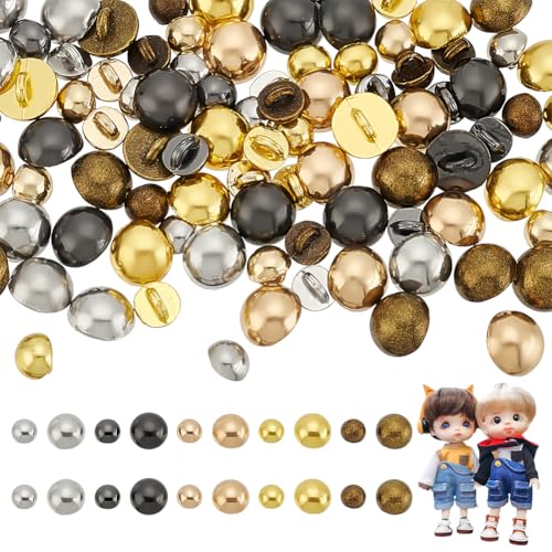 FINGERINSPIRE 100 Stück Mini Gewölbte Pilzknöpfe Aus Legierung 5 Farben 4x3.5 mm 6x4.5 mm Mikrolegierung Zum Nähen Gewölbte Knöpfe Mit 1 Löchern Kleine Halbrunde Schaft Blazer Knöpfe Für DIY Handwerk von FINGERINSPIRE