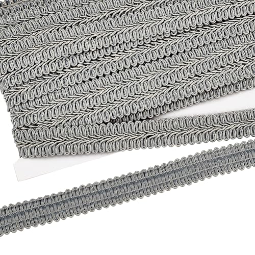 FINGERINSPIRE 10m 16mm Graue Borte Borte Polyester Geflochtene Borte Centipede Dekorative Gimp Borte Basic Trim für DIY Handwerk Kostüm Nähen Vorhang Schonbezug Heimdekoration Zubehör von FINGERINSPIRE