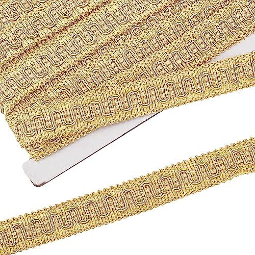 FINGERINSPIRE 11.5 m 22 mm Breiter Vintage Zopfbesatz Goldenes Nähen Polyester Stoffbesatz Gimp Zopfbesatz Polsterbesatz Für DIY Handwerk Kostüm Kleidung Vorhang Dekoration Festival Geschenke von FINGERINSPIRE