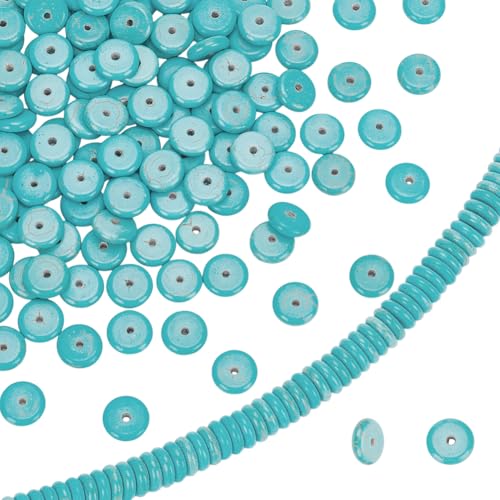 FINGERINSPIRE 118 Stück Blau Türkisfarbene Flache Runde Stein Abstandshalterperlen 10x3mm Synthetische Türkisfarbene Perlenstränge Flache Runde Scheiben Edelsteinperle Zur Herstellung von Armbändern FINGERINSPIRE 118 Stück Blau Türkisfarbene Flache Runde Stein Abstandshalterperlen 10x3mm Synthetische Türkisfarbene Perlenstränge Flache Runde Scheiben Edelsteinperle Zur Herstellung von Armbändern von FINGERINSPIRE