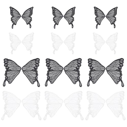 FINGERINSPIRE 12 Paar Schmetterlings-Spitzenapplikationen, 2 Größen, große Schmetterlingsflügel, bestickt, zum Aufnähen, Schwarz/Weiß, Flügelspitzenbesatz für Hochzeitskleider, Brautkleider, Basteln FINGERINSPIRE 12 Paar Schmetterlings-Spitzenapplikationen, 2 Größen, große Schmetterlingsflügel, bestickt, zum Aufnähen, Schwarz/Weiß, Flügelspitzenbesatz für Hochzeitskleider, Brautkleider, Basteln von FINGERINSPIRE