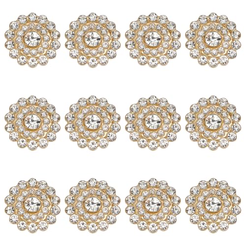 FINGERINSPIRE 12 Stück Flache Runde Strass Cabochons 20.5mm Durchmesser Blumenform Goldene Strass Legierung Nähornamente Kristallverzierungen Für Kleidungsdekoration Und Bastelbedarf FINGERINSPIRE 12 Stück Flache Runde Strass Cabochons 20.5mm Durchmesser Blumenform Goldene Strass Legierung Nähornamente Kristallverzierungen Für Kleidungsdekoration Und Bastelbedarf von FINGERINSPIRE