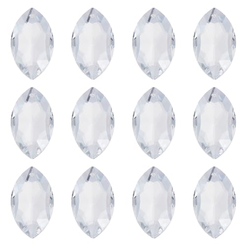 FINGERINSPIRE 12 Stück Glaskristall Anhänger 37mm Klare Pferdeauge Hängekristall Prismen Anhänger Mit Loch Ovale Kronleuchter Prismen Teile Hängeperlen Für DIY Lampe Heimfenster Dekoration von FINGERINSPIRE