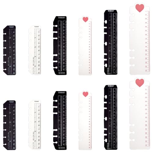 FINGERINSPIRE 12 Stück Kunststoff Lesezeichen Lineale A5 A6 Seitenmarkierungsseite Loseblatt Lineal Notizbuch Binder Lineal Rechteckige Messlineale Für 6 Löcher A5 A6 Ordner Notizbuch Lesezeichen von FINGERINSPIRE