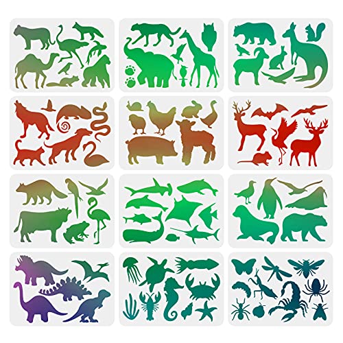 FINGERINSPIRE 12 Stück Schablonen für Tiere, Zeichnung, Malvorlagen, 29,7 x 21 cm, aus Kunststoff, Zeichnen, Malschablonen, Skala, Schablonen, Sets für Scrapbooking FINGERINSPIRE 12 Stück Schablonen für Tiere, Zeichnung, Malvorlagen, 29,7 x 21 cm, aus Kunststoff, Zeichnen, Malschablonen, Skala, Schablonen, Sets für Scrapbooking von FINGERINSPIRE