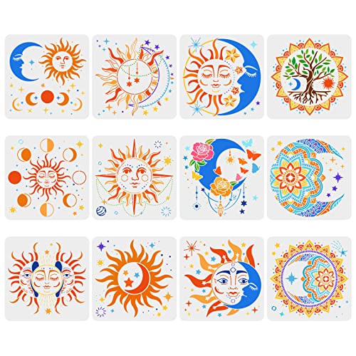 FINGERINSPIRE 12 Stück Sonne Mond Schablonen 30x30cm Mandala Sonne Mond Stern Schablonen Blume Malschablone Baum des Lebens Schablonen für DIY Malerei auf Holz Boden Wand Heimdekoration FINGERINSPIRE 12 Stück Sonne Mond Schablonen 30x30cm Mandala Sonne Mond Stern Schablonen Blume Malschablone Baum des Lebens Schablonen für DIY Malerei auf Holz Boden Wand Heimdekoration von FINGERINSPIRE