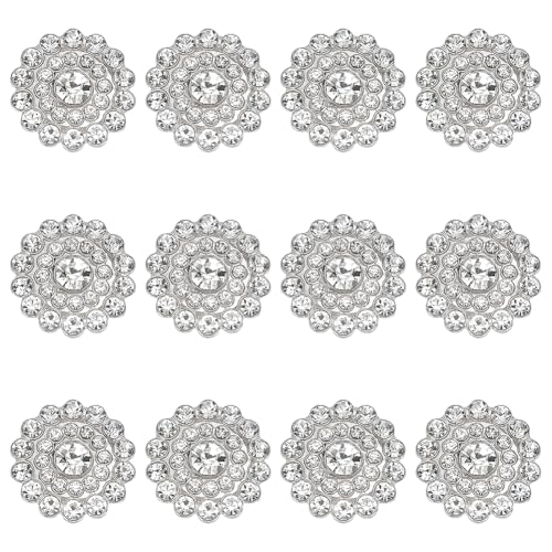 FINGERINSPIRE 12 Stück flache runde Strass-Cabochons, 2 cm im Durchmesser, Blumenform, Silberlegierung, Strass, Nähornamente, Kristallverzierungen für Kleidung, Dekoration und Bastelbedarf FINGERINSPIRE 12 Stück flache runde Strass-Cabochons, 2 cm im Durchmesser, Blumenform, Silberlegierung, Strass, Nähornamente, Kristallverzierungen für Kleidung, Dekoration und Bastelbedarf von FINGERINSPIRE