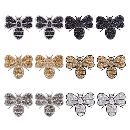 FINGERINSPIRE 12-teilige Kristalle Bienen-Aufnäher Bügeln auf Kleidungs-Aufnähern Strass-Applikationen-Aufnäher für Kleidung, Jeans, Basteln von FINGERINSPIRE