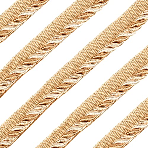FINGERINSPIRE 12.5m Twisted Lip Cord Trim, Twisted Cord Trim Ribbon 16mm, Polyester Twisted Trim Cord Seil Verzierung für Wohnkultur, Polster und mehr, Golden von FINGERINSPIRE