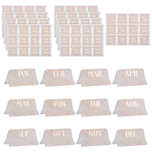 FINGERINSPIRE 120 Stück (10 Blätter) Laminierte Planer Monatsregisterkarten 25x25mm Blanchierte Mandelfarbe Planer Monatsregisterkarte Dekorative Etiketten Kalender Selbstklebende Aufkleber Für Büro von FINGERINSPIRE