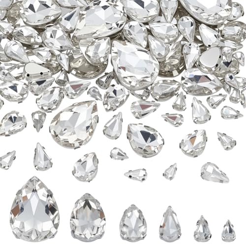 FINGERINSPIRE 120 Stück Strasssteine In Tropfenform Zum Aufnähen Flache Rückseite In Tropfenform Gemischte Größen Mit Löchern Zum Nähen Klare Strasssteine Mit Platinierten Zinken Tasse Für Kleidung FINGERINSPIRE 120 Stück Strasssteine In Tropfenform Zum Aufnähen Flache Rückseite In Tropfenform Gemischte Größen Mit Löchern Zum Nähen Klare Strasssteine Mit Platinierten Zinken Tasse Für Kleidung von FINGERINSPIRE