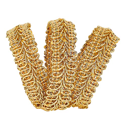 FINGERINSPIRE 13,7m 15mm Metallic Braid Spitzenbesatz Gold Centipede Spitzenband verziert Gimpenbesatz für Hochzeit Braut, Kostüm oder Schmuck, Kunsthandwerk und Nähen von FINGERINSPIRE