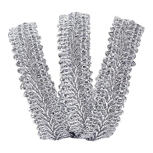 FINGERINSPIRE 13,7m 15mm Metallic Braid Spitzenbesatz Silber Centipede Spitzenband verziert Gimpenbesatz für Hochzeit Braut, Kostüm oder Schmuck, Kunsthandwerk und Nähen von FINGERINSPIRE