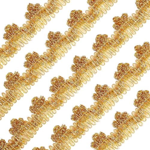 FINGERINSPIRE 13,7m 18mm Metallic Spitzenbesatz Gold Handwerk Spitzenband verziert Gimpenbesatz für Hochzeit Braut, Kostüm oder Schmuck, Kunsthandwerk und Nähen von FINGERINSPIRE