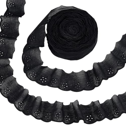 FINGERINSPIRE 13.7 m Baumwoll Spitzenbesatz 42 mm Schwarzes Baumwoll Ösen Spitzenband Blumenstickerei Rüschen Spitzenbesatz Gewellter Rand Florales Baumwoll Spitzenband Zum Nähen von Kleidern Taschen FINGERINSPIRE 13.7 m Baumwoll Spitzenbesatz 42 mm Schwarzes Baumwoll Ösen Spitzenband Blumenstickerei Rüschen Spitzenbesatz Gewellter Rand Florales Baumwoll Spitzenband Zum Nähen von Kleidern Taschen von FINGERINSPIRE