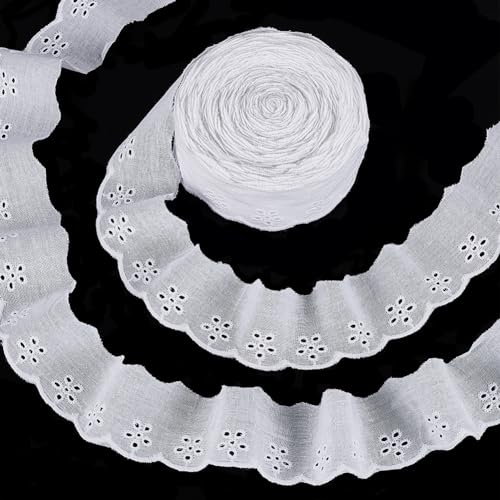 FINGERINSPIRE 13.7 m Baumwoll Spitzenbesatz 42 mm Weißes Baumwoll Ösen Spitzenband Blumenstickerei Rüschen Spitzenbesatz Gewellter Rand Florales Baumwoll Spitzenband Zum Nähen von Kleidern Taschen FINGERINSPIRE 13.7 m Baumwoll Spitzenbesatz 42 mm Weißes Baumwoll Ösen Spitzenband Blumenstickerei Rüschen Spitzenbesatz Gewellter Rand Florales Baumwoll Spitzenband Zum Nähen von Kleidern Taschen von FINGERINSPIRE
