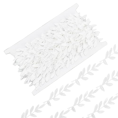 FINGERINSPIRE 13.7 m Elfenbeinfarbenes Blattband Spitzenbesatz Applikation Nähen Blätterbesatz Spitzenband Blattrand Spitzenbesatz Band Weiße Kantenbesätze Spitzenstoff Für DIY Kleidung Nähen Basteln von FINGERINSPIRE