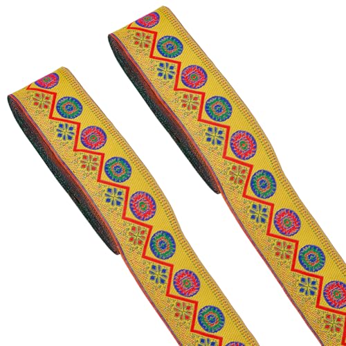 FINGERINSPIRE 14 m Jacquardband Mit Blumenkreisen 50mm Breit Rund Mit Blumenmuster Jacquardbesatz Goldfarben Geometrisch Bestickt Gewebtes Band Stoffbesatz Für Kleidungsaccessoires Verzierung FINGERINSPIRE 14 m Jacquardband Mit Blumenkreisen 50mm Breit Rund Mit Blumenmuster Jacquardbesatz Goldfarben Geometrisch Bestickt Gewebtes Band Stoffbesatz Für Kleidungsaccessoires Verzierung von FINGERINSPIRE