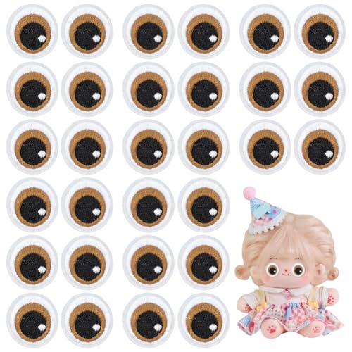 FINGERINSPIRE 15 Paar Eye Sew on Iron on Patches, Dark Khaki Embroidered Cartoon Eyes Patches Cute Embroidered Appliques Decorative Patch for Clothes Decoration and DIY Craft Supplies von FINGERINSPIRE