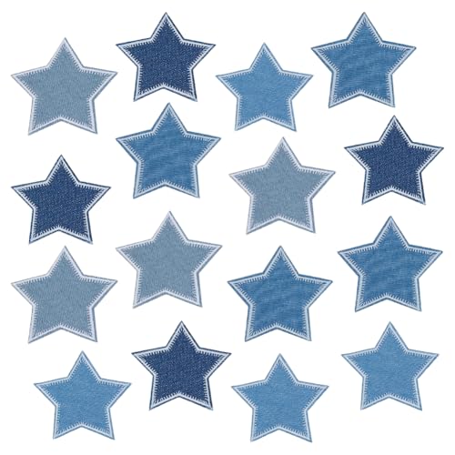 FINGERINSPIRE 16 Stück 4 Farben Stern Stickerei Aufnäher Zum Aufbügeln/Aufnähen 2 Größen Sternform Applikation Polyester Pentagramm Dekorative Stickerei Verzierung Für Kleidungs Und Kleiderdekoration von FINGERINSPIRE