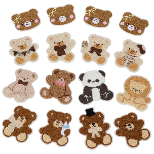 FINGERINSPIRE 16 Stück Bären Stickerei Aufnäher Zum Aufbügeln/Aufnähen Polyester Löwen Aufnäher Süße Tier Stickerei Dekorative Panda Applikation Für Taschen Jacken Jeans Kleidung DIY Zubehör von FINGERINSPIRE