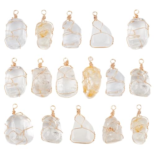 FINGERINSPIRE 16 Stück Natürlicher Klarer Quarz Anhänger Masse Ca. 32 mm Natürlicher Roher Heilender Klarer Kristall Unregelmäßiger Klarer Quarz Anhänger Roher Klarer Quarz Mit Kupferdraht Umwickelt FINGERINSPIRE 16 Stück Natürlicher Klarer Quarz Anhänger Masse Ca. 32 mm Natürlicher Roher Heilender Klarer Kristall Unregelmäßiger Klarer Quarz Anhänger Roher Klarer Quarz Mit Kupferdraht Umwickelt von FINGERINSPIRE