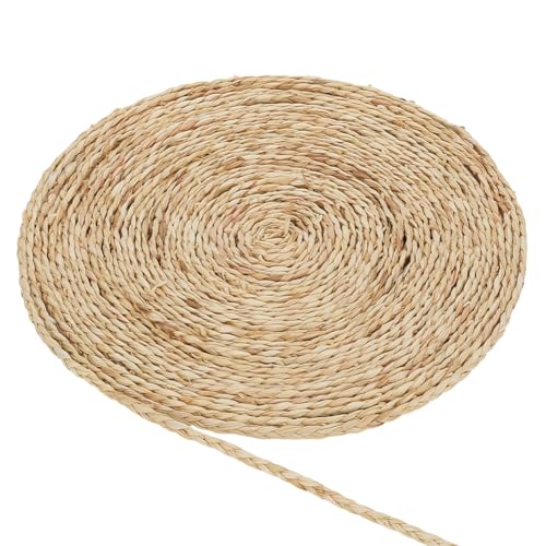 FINGERINSPIRE 16 m Leinenstrohband Zur Hutherstellung 4.5mm Breites Zitronenfarbenes Chiffon Besatz Zopfband Zum Nähen Bast Flachstrohgrasbänder Für DIY Bastelprojekte Hutdekoration von FINGERINSPIRE