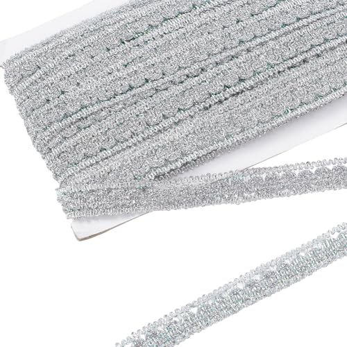 FINGERINSPIRE 18.28 m Silber Metallischer Zopfbesatz 18mm Breit S-Wellen Muster Polyesterband Glitzernder Silber Metallischer Gimp Zopfbesatz Für Kostümkleidung Nähzubehör FINGERINSPIRE 18.28 m Silber Metallischer Zopfbesatz 18mm Breit S-Wellen Muster Polyesterband Glitzernder Silber Metallischer Gimp Zopfbesatz Für Kostümkleidung Nähzubehör von FINGERINSPIRE