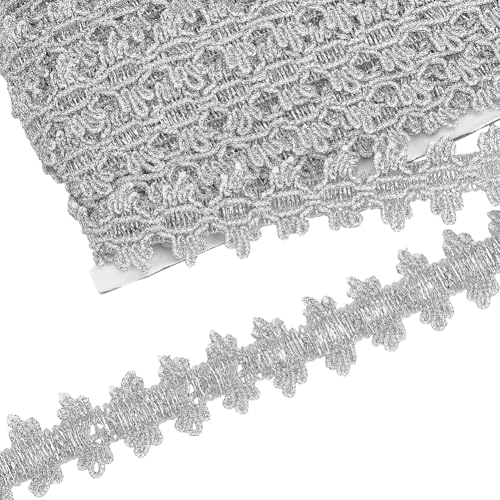 FINGERINSPIRE 18.3 m Metallisches Zopfband 32mm Breit Silbernes Spitzenband In Blumenform Gewellter Rand Spitzenband Verzierung Spitzenbesatz Für Feiertagsdekoration Hochzeit DIY Basteln Nähen FINGERINSPIRE 18.3 m Metallisches Zopfband 32mm Breit Silbernes Spitzenband In Blumenform Gewellter Rand Spitzenband Verzierung Spitzenbesatz Für Feiertagsdekoration Hochzeit DIY Basteln Nähen von FINGERINSPIRE