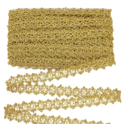 FINGERINSPIRE 18m 26mm Metallic Braid Trim Gold Blumenform Spitzenband Verschönerung Spitzenborte Für Weihnachten Urlaub Dekoration Hochzeit DIY Kleidung Accessoires Schmuck Handwerk Nähen von FINGERINSPIRE