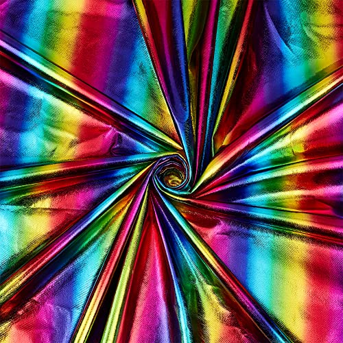 FINGERINSPIRE 1x1.5 m Schillernder Hologramm Stretchstoff 2 Wege Stretch Regenbogenfarbener Glitzernder Polyester Streifen Reflektierender Stoff von The Yard Meerjungfrau Stoff Für Kleidung Basteln von FINGERINSPIRE