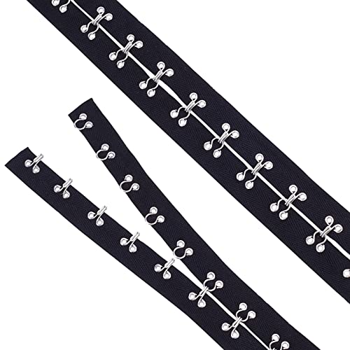 FINGERINSPIRE 2,8m, 4cm Haken- und Ösen-Baumwollband 3 cm Abstand schwarze Borte mit Haken Band Kordel Kleidung Nähen für DIY-Kleidungszubehör, Verschönerung, Dekorationen FINGERINSPIRE 2,8m, 4cm Haken- und Ösen-Baumwollband 3 cm Abstand schwarze Borte mit Haken Band Kordel Kleidung Nähen für DIY-Kleidungszubehör, Verschönerung, Dekorationen von FINGERINSPIRE