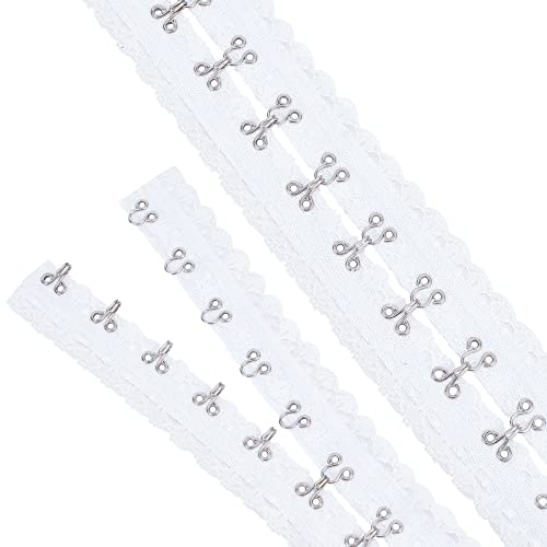 FINGERINSPIRE 2,8m 5,6cm Baumwollband mit Haken und Ösen 3 cm Abstand weißes mit Spitze überzogenes Band mit weißen Spitzenbändern mit Haken und Ösen für DIY-Kleidungsaccessoires von FINGERINSPIRE