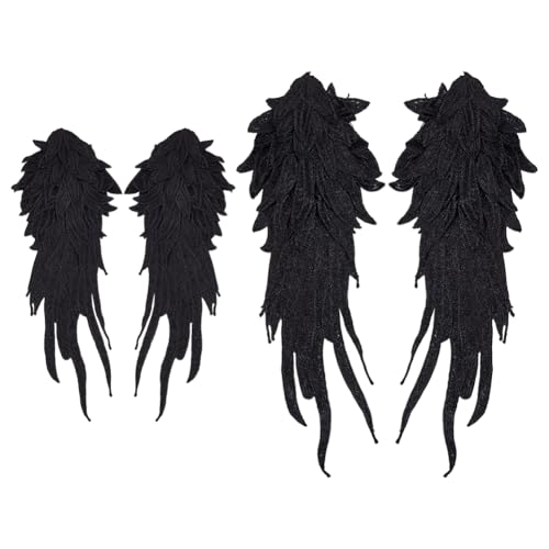 FINGERINSPIRE 2 Paar Schwarze Engelsflügel Spitzenapplikationen Zum Aufnähen Auf Kleid Schulterabzeichen Ornament Polyester Stickerei Spitzenaufnäher Für Party Kleider 41.5x16.5 cm Und 29.5x11.5 cm FINGERINSPIRE 2 Paar Schwarze Engelsflügel Spitzenapplikationen Zum Aufnähen Auf Kleid Schulterabzeichen Ornament Polyester Stickerei Spitzenaufnäher Für Party Kleider 41.5x16.5 cm Und 29.5x11.5 cm von FINGERINSPIRE