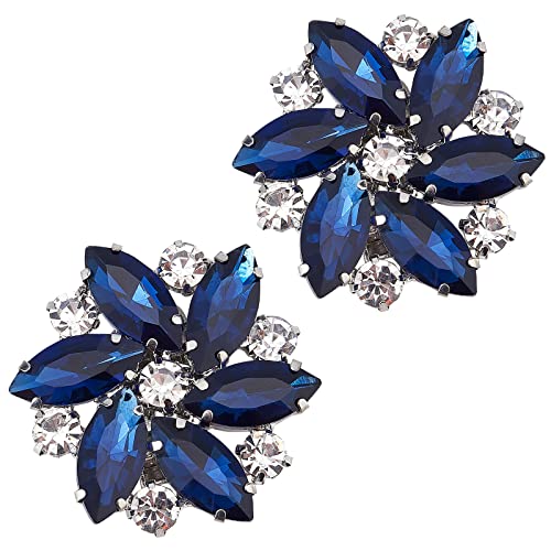 FINGERINSPIRE 2 STÜCKE Kristall Schuhclips 32.5x31.5mm Blaue Strass Schuhschnallen Charms Exquisite Blumenform Schuhe Schmuck Dekoration Mit Box Für Damen Braut Pumps Flats Clutch Kleid Hut Schuh von FINGERINSPIRE